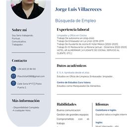 Jorge Luis está buscando trabajo de cocina como ayudante de cocina en un restaurante en Almería.